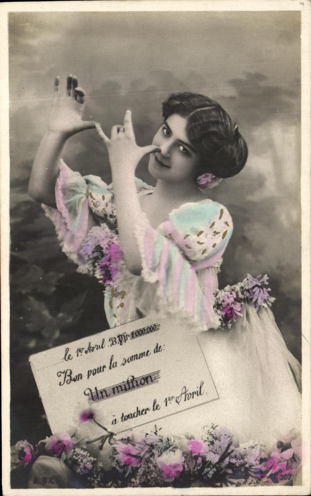CPA Fantaisie Femme Un million a toucher le 1er avril