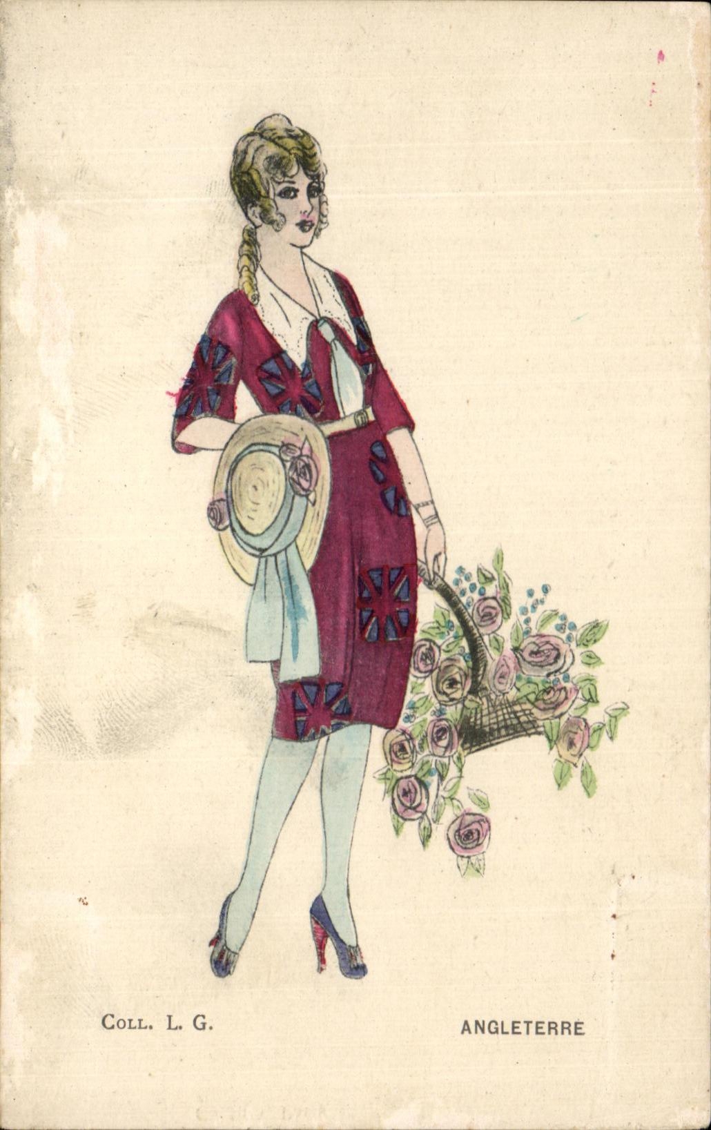 CPA Fantaisie Femme Angleterre Folklore costume