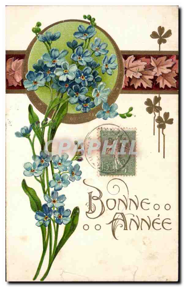 CPA Fantaisie Fleurs Bonne annee