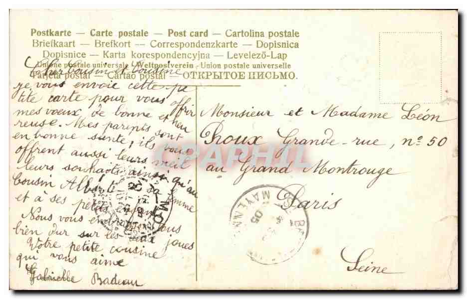 CPA Fantaisie Fleurs Bonne annee — Verso