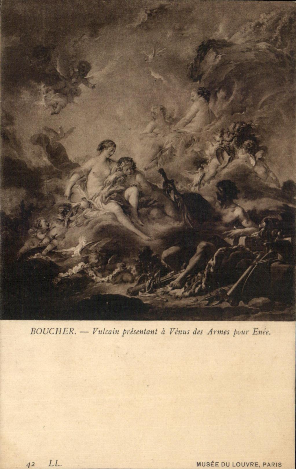 CPA Boucher Vulcain presentant a Venus des armes pour enee Musee du Louvre Paris 