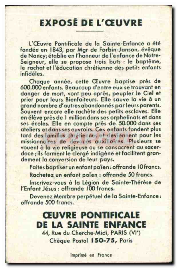 Calendrier 1949Sa saintete Pie XII  — Rückseite
