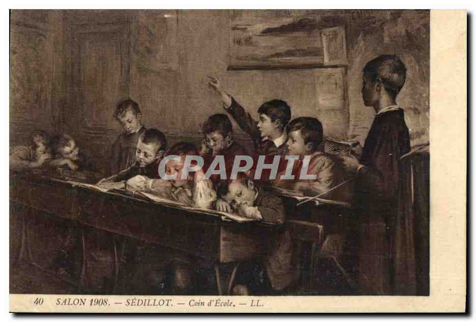 CPA Fantaisie Salon 1908Sedillot Coin d'ecole Enfants