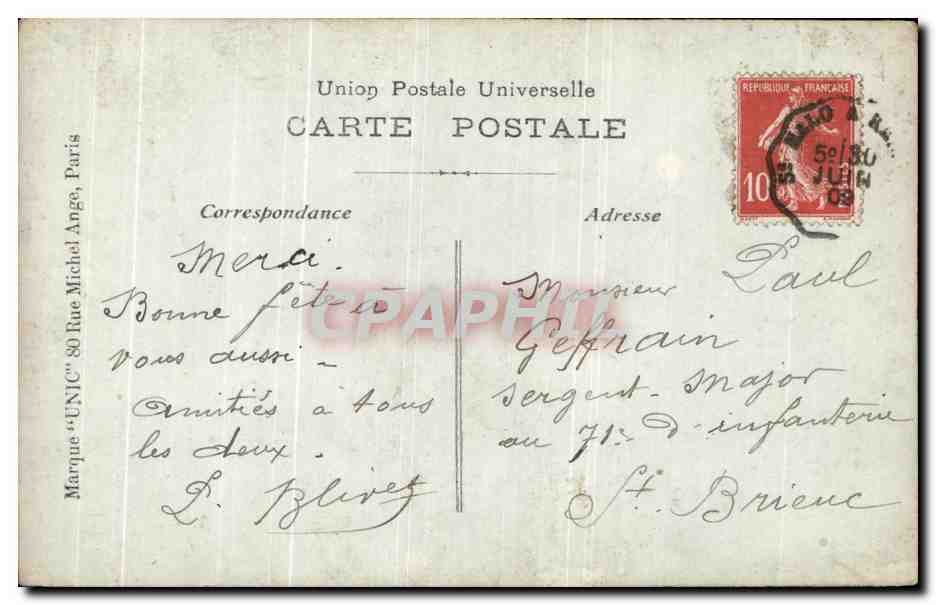 CPA Fantaisie Homme  — Rückseite