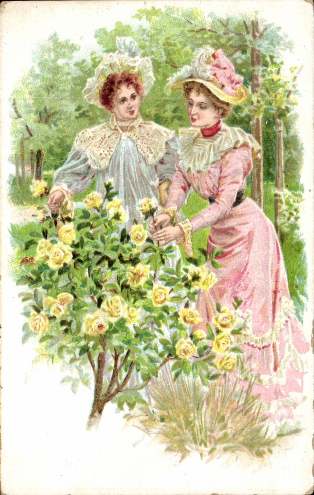 CPA Fantaisie Femmes et fleurs