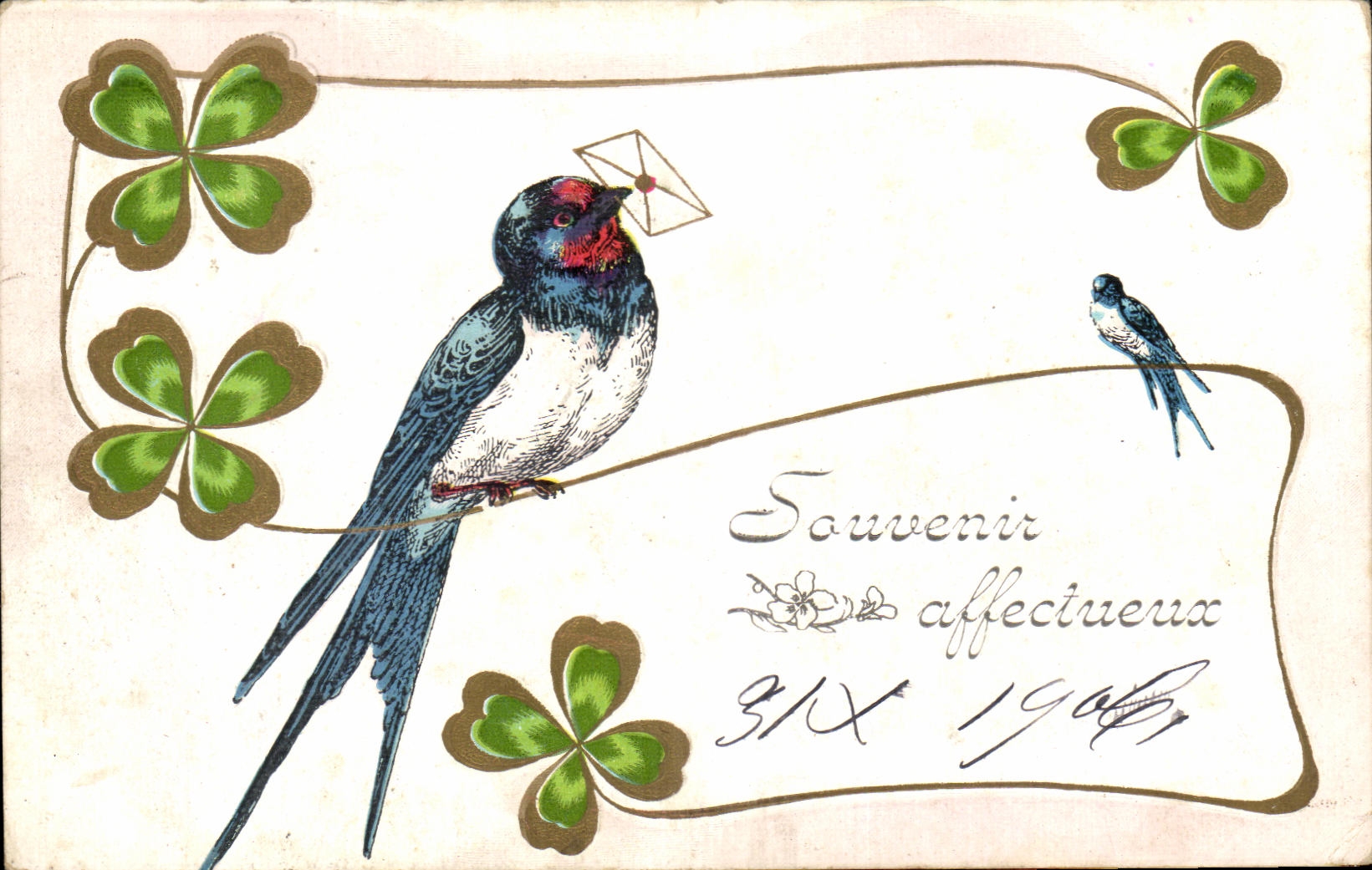 CPA Fantaisie Trefle Hirondelle