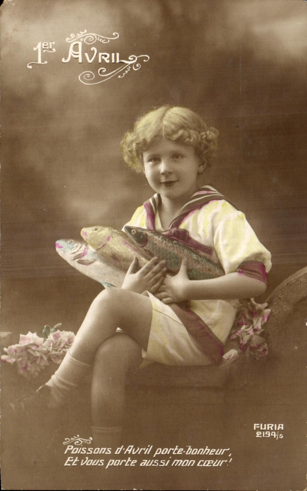CPA Fantaisie Enfant Poissons