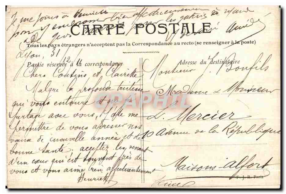 CPA Fantaisie Bonne annee — Rückseite
