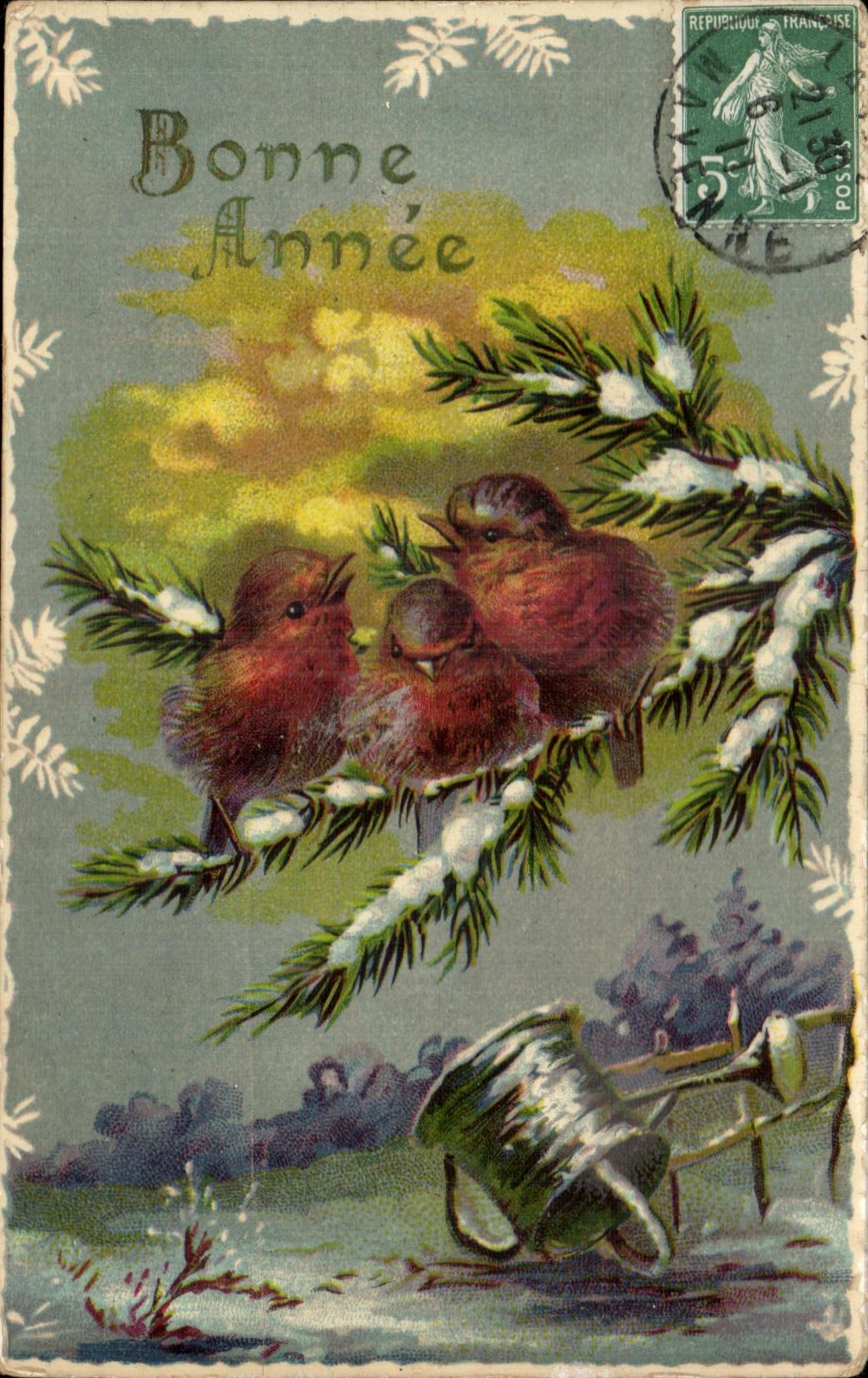 CPA Fantaisie oiseaux oisillons 