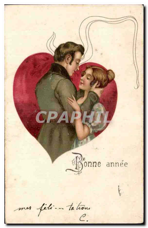 CPA Fantaisie Femme Coeur 