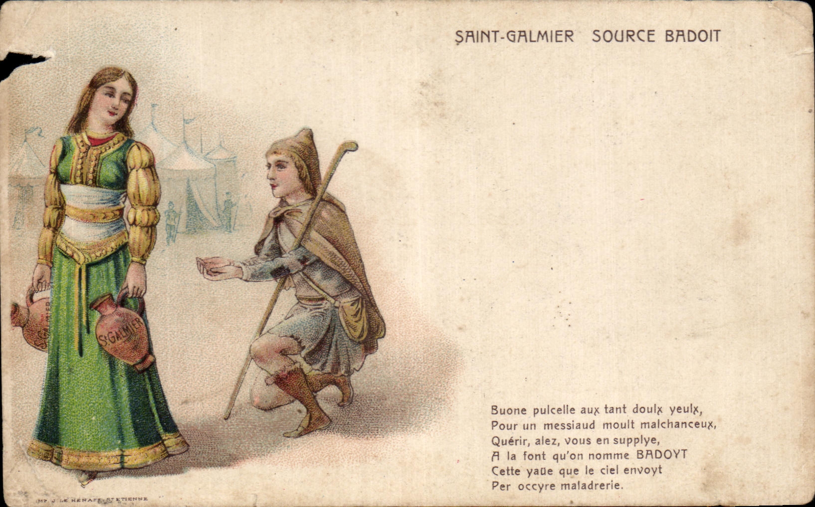CPA Fantaisie Saint Galmier Source Badoit Publicite