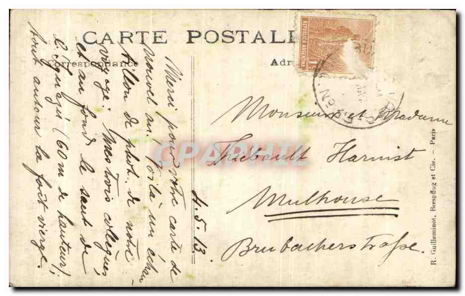Vier Männer vor dem Wasserfall — Verlag R. Guilleminot, Roespflug et Cie, Paris — Nr. 13 — Rückseite