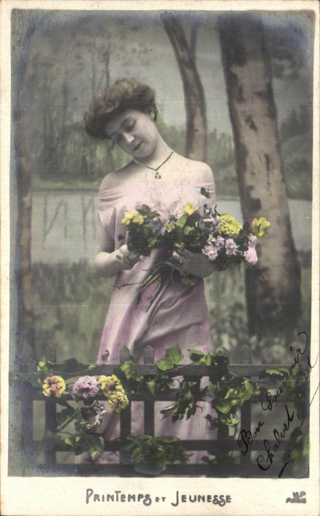 CPA Fantaisie Femme Printemps et jeunesse