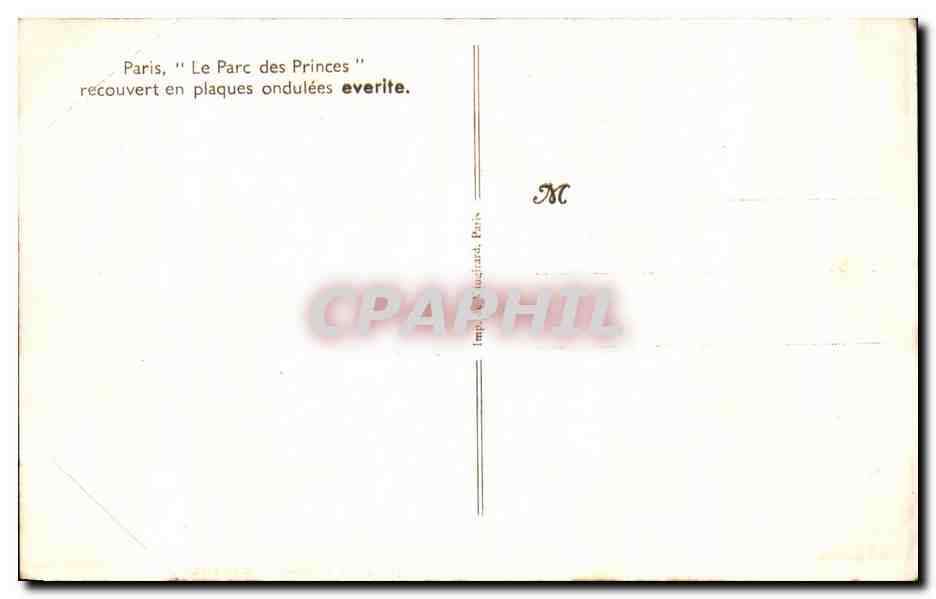 CPA Paris Le Parc Des Princes Recouvert En Plaques Ondulees Everite — Rückseite