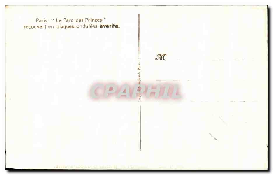 CPA Paris Le Parc Des Princes Recouvert En Plaques Ondulees Everite Stade — Rückseite