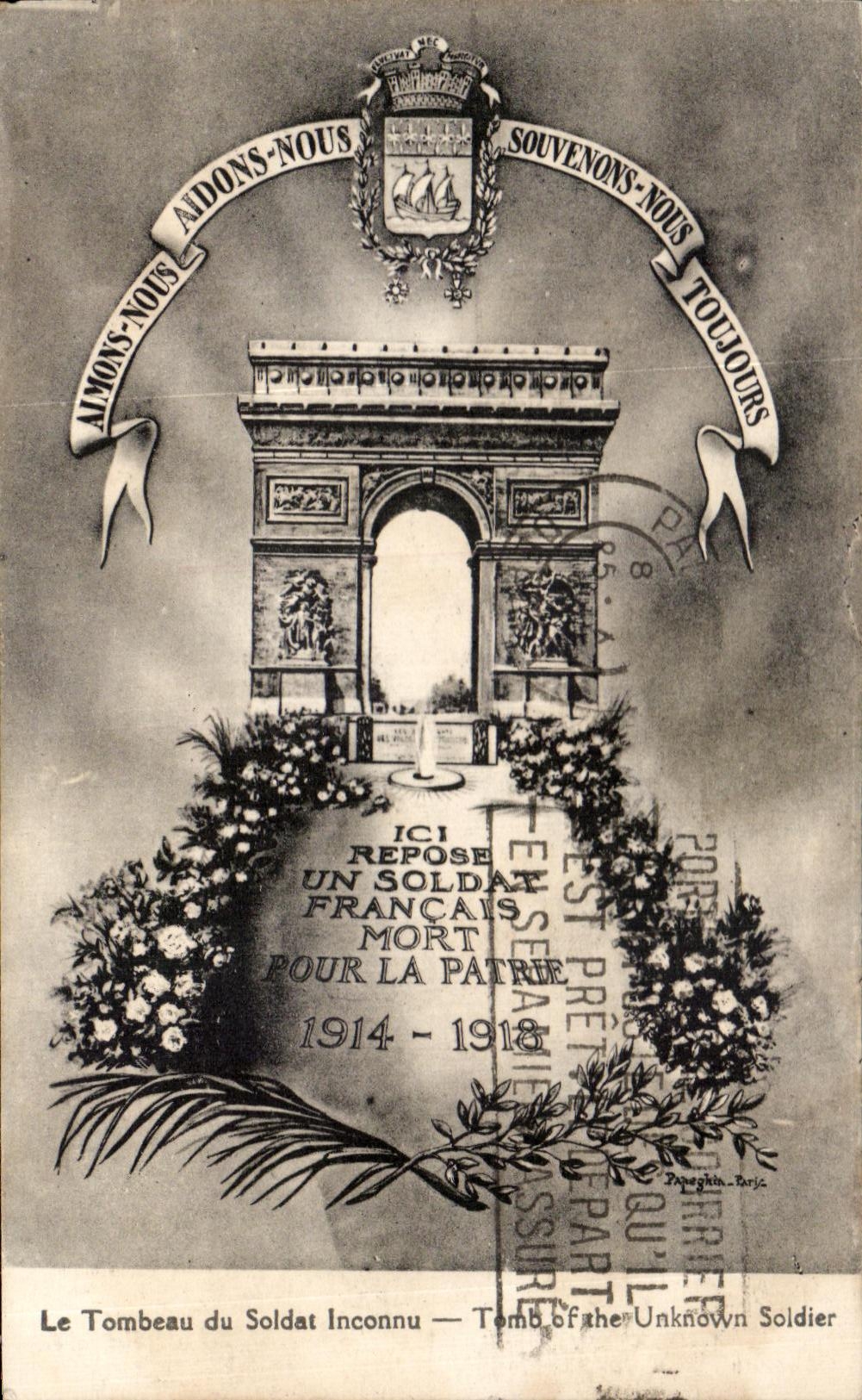 CPA Paris Arc de Triomphe Tombe du soldat inconnu