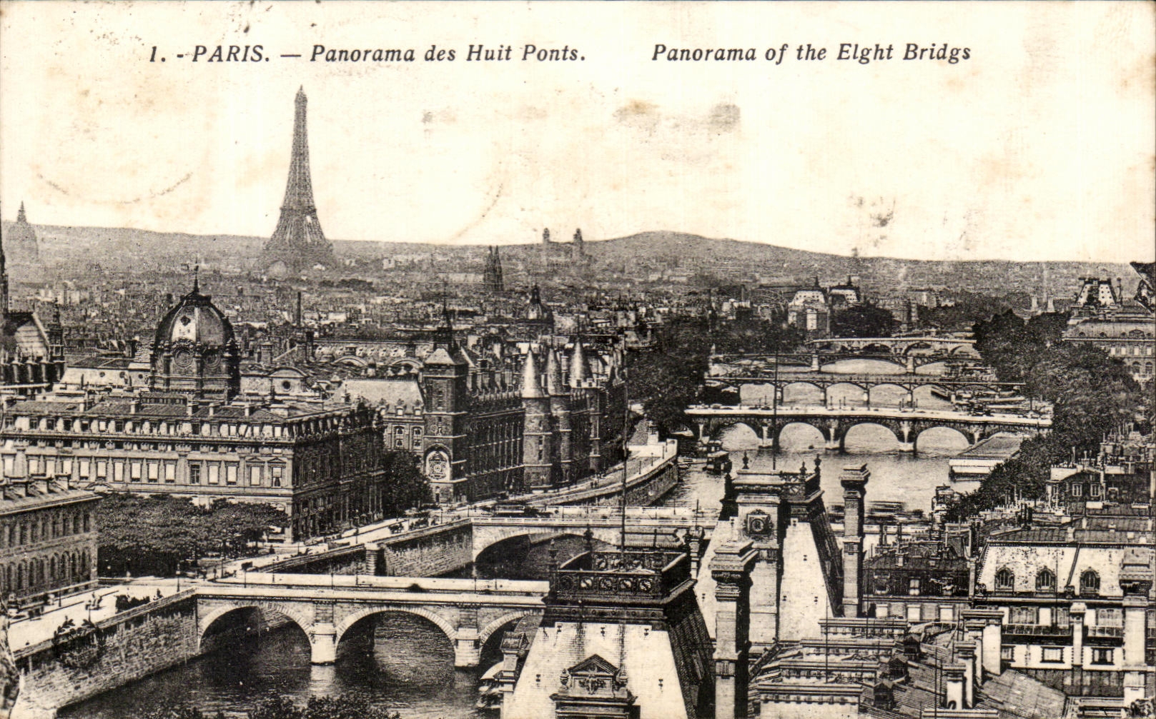 CPA Paris Panorama des Huit Ponts Tour Eiffel
