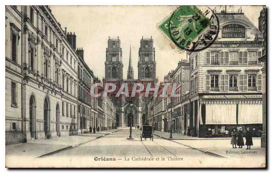 CPA Orleans La Cathedrale Et Le Theatre