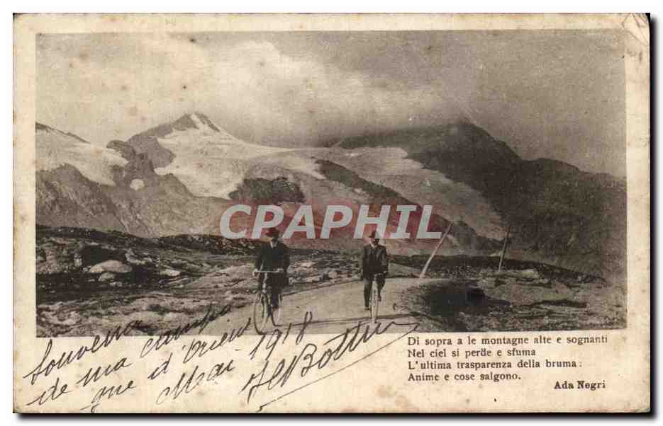 CPA Di Sopra a le Montagne alte e Sognanti Nei ciel si perde e Sfuma Ada Negri Velo
