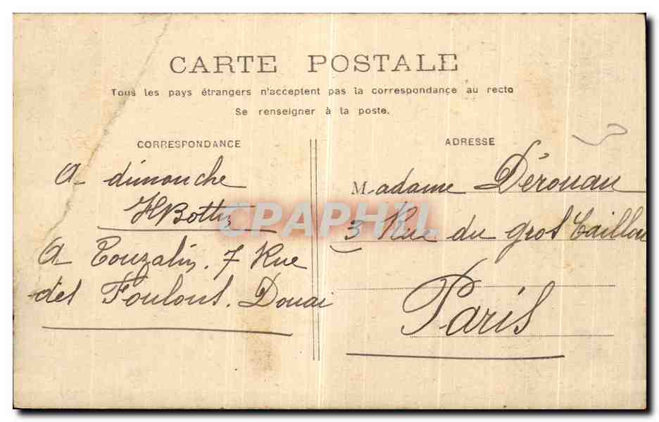 CPA Paris Eglise Notre Dame — Verso