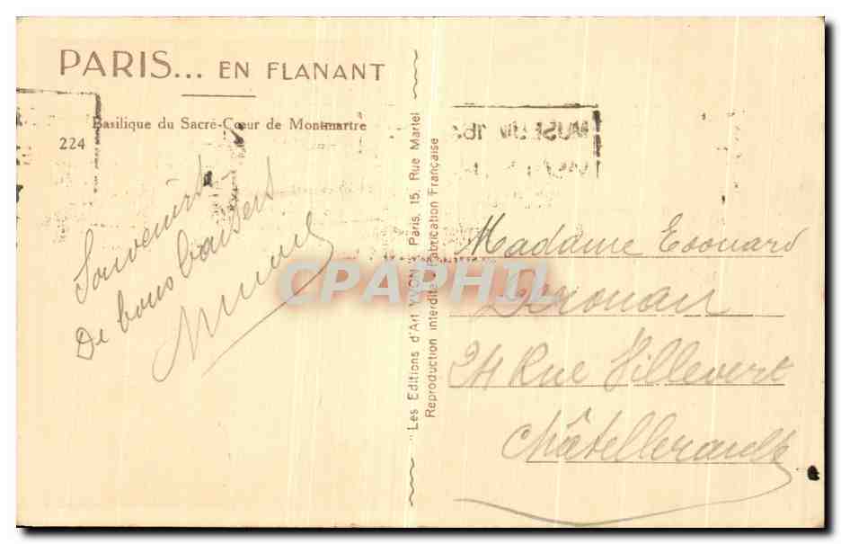 CPA Paris En Flanant Sacre Coeur Montmartre — Rückseite