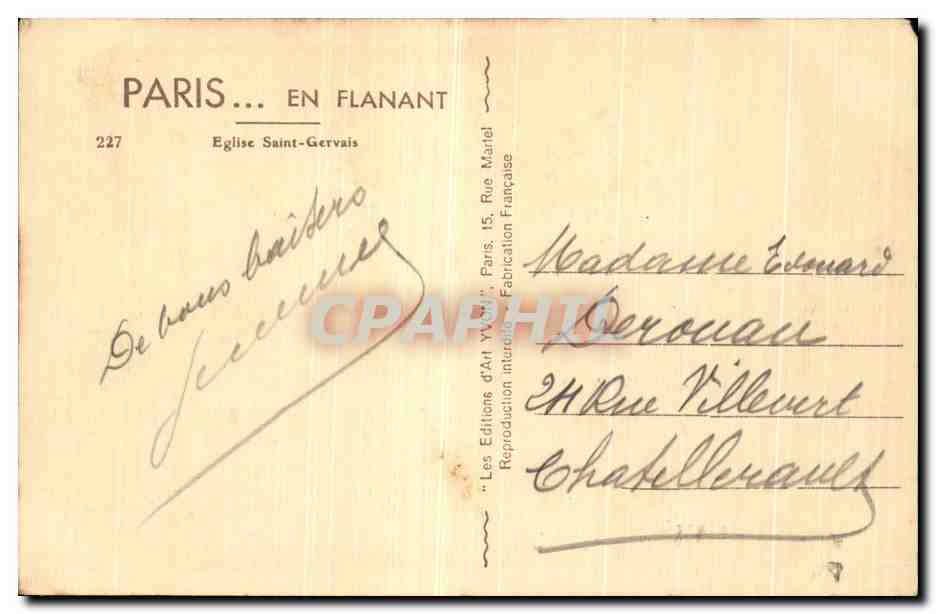CPA Paris En Flanant Eglise Saint Gervais — Rückseite