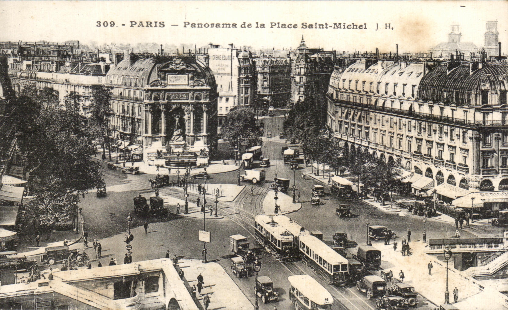 CPA Paris Panorama De La Place Saint Michel