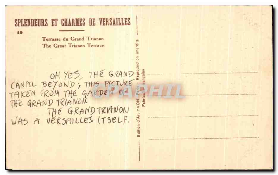 CPA Splendeurs Et charmes De Versailles Terrasse Du Grand Trianon — Verso