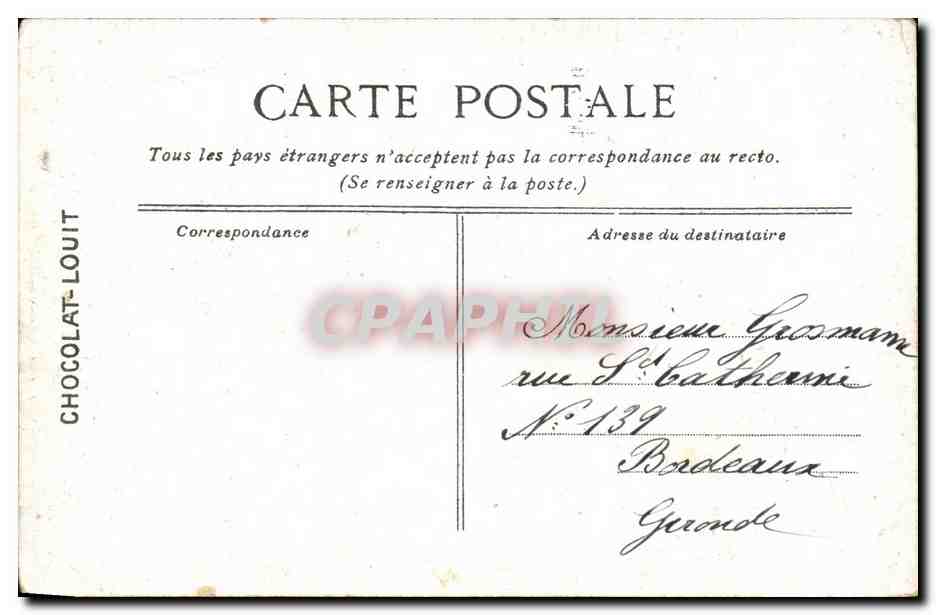 CPA Parc De Versailles Bassin d'Apollon Pour Le Chocolat Louit — Verso