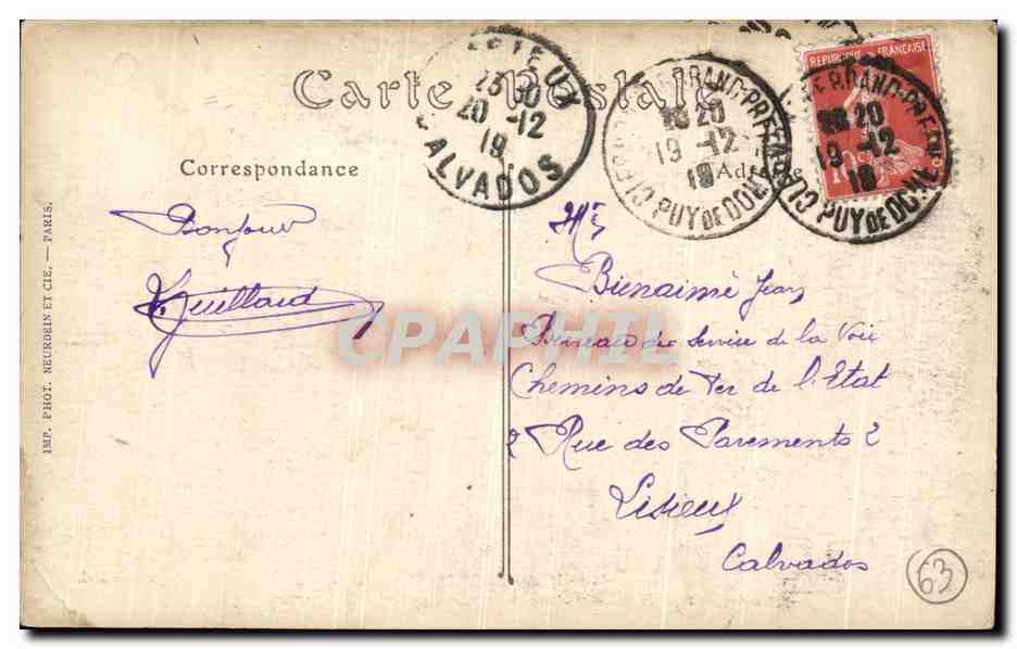 CPA Clermont Ferrand Vue Generale Prise de L'Eglise Saint Pierre — Rückseite