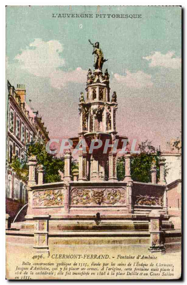 CPA L'Auvergne Pittoresque Clermont Ferrand Fontaine d'Amboise