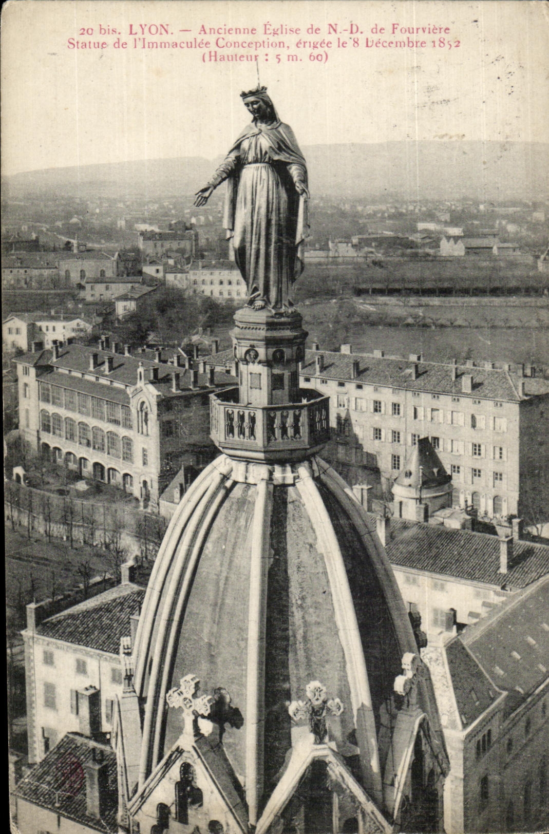 CPA Lyon Ancienne Eglise De Fourviere Statue De l'Immaculee Conception Erigee Le 8 decembre 1852