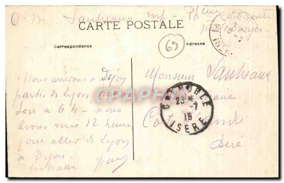 CPA Lyon Place des Terreaux — Verso
