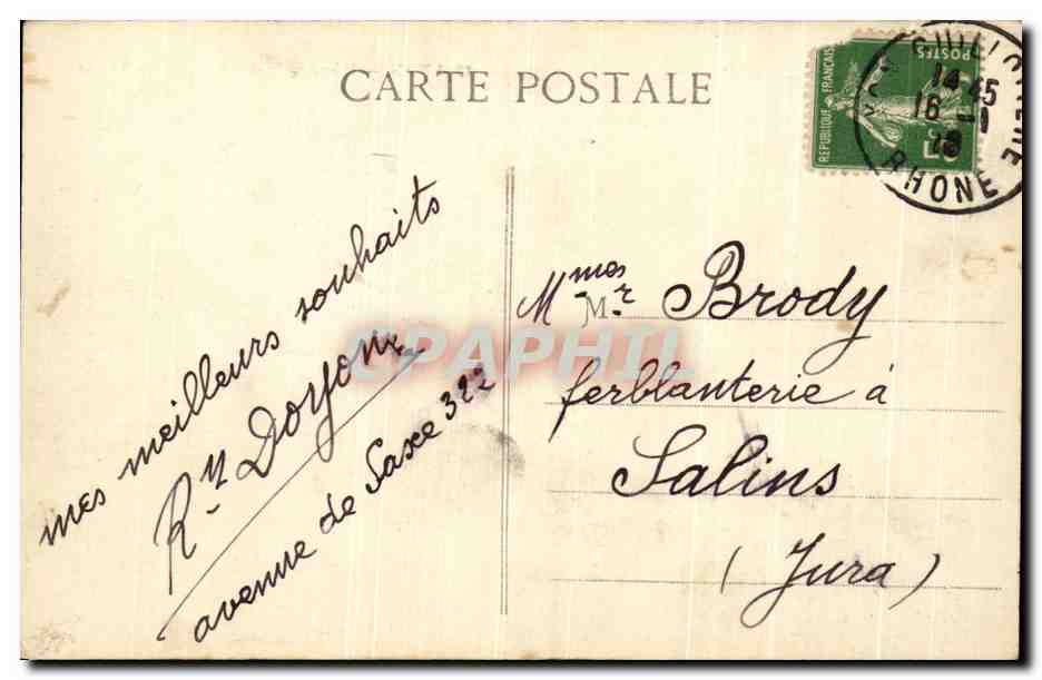LYON — Monument des Enfants du Rhône — éditeur anonyme, n° 82 — Rückseite