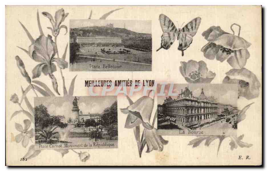 Place Bellecour, Place Carnot et La Bourse — Lyon — E. R. n°162