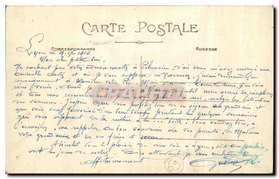 Place Bellecour, Place Carnot et La Bourse — Lyon — E. R. n°162 — Verso