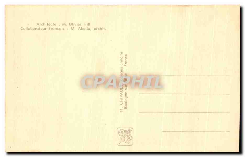 Pavillon de l'Angleterre — Exposition Internationale Paris 1937 — H. CHIPAULT, Boulogne-sur-Mer — Rückseite