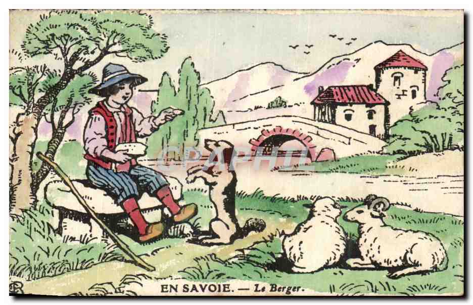 CPA En Savoie Le Berger Moutons 