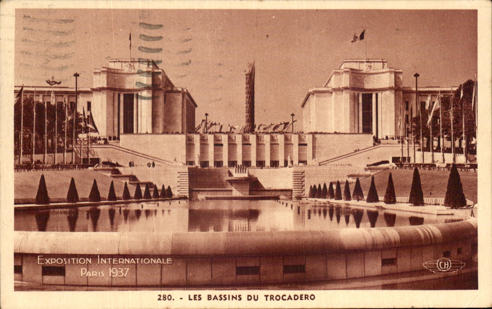 Les Bassins du Trocadéro — Exposition Internationale Paris 1937 — H. CHIPOUT, n° 280