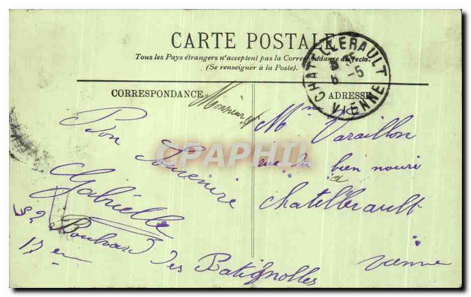 CPA Paris Boulevard des Batignolles — Rückseite