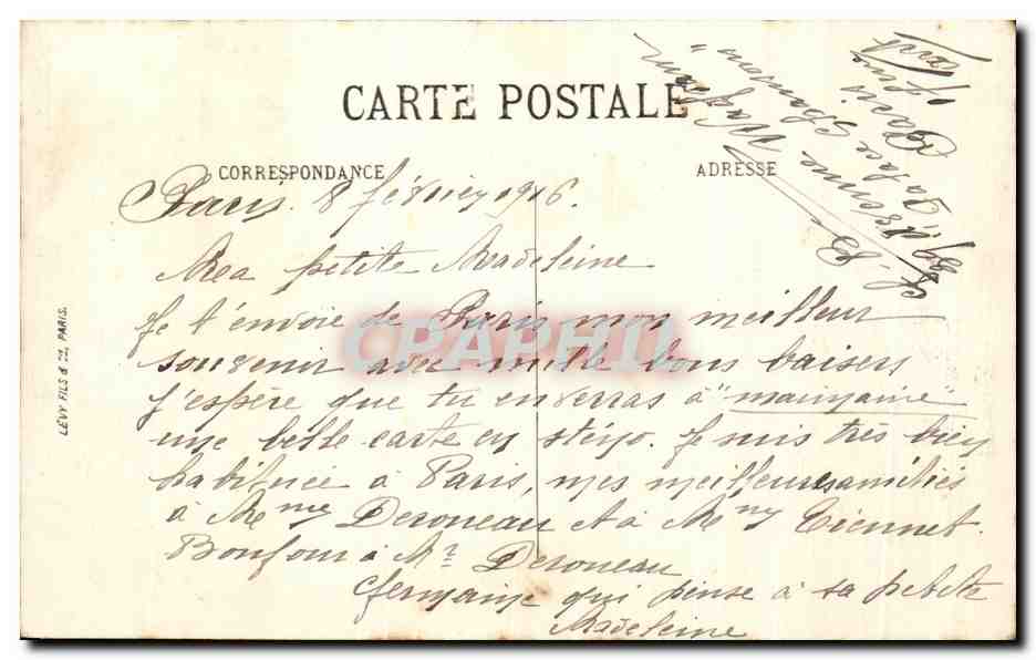 CPA Paris Avenue de Wagram Tramway Arc de Triomphe  — Rückseite