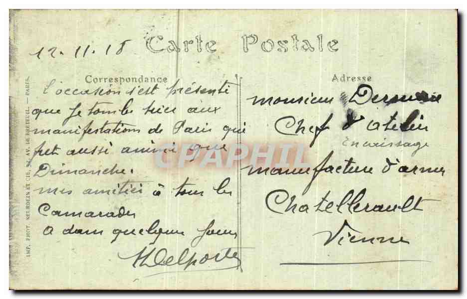 CPA PAris perspective de la Rue Castiglione — Rückseite