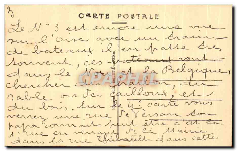 CPA Beaumont sur oise Un train de Peniches Bateau — Back