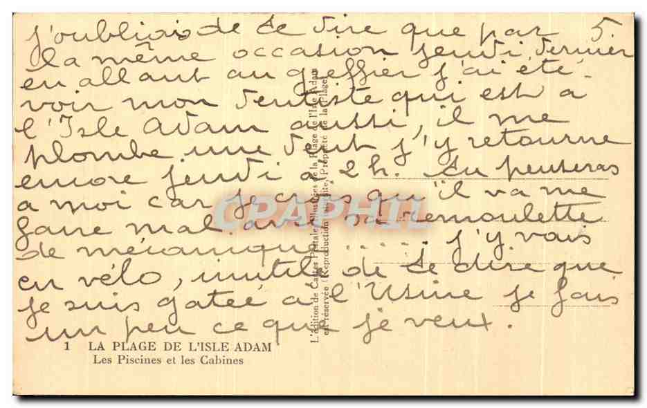 Les Piscines et les Cabines — L'Isle Adam — Édition de Cader — Rückseite