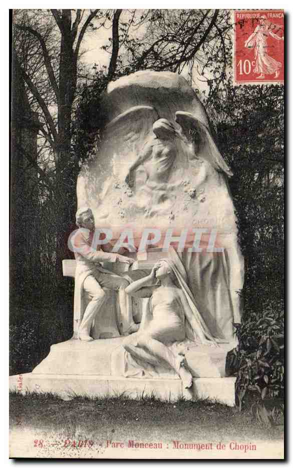 CPA Paris Parc Monceau Monument De Chopin Musique
