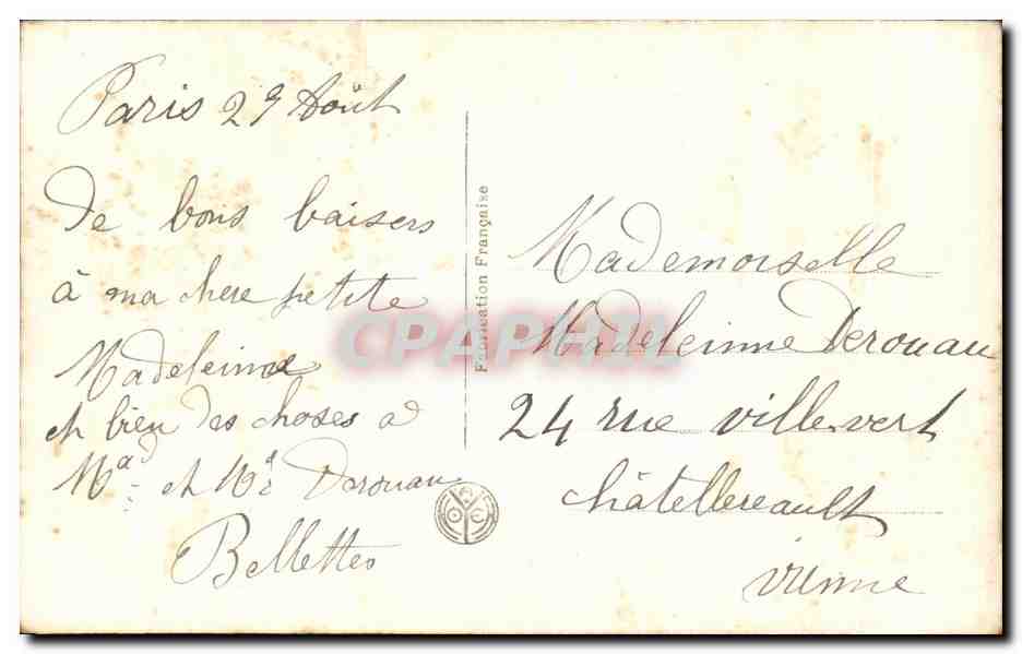 CPA Fantaisie Enfants Cerceau — Rückseite