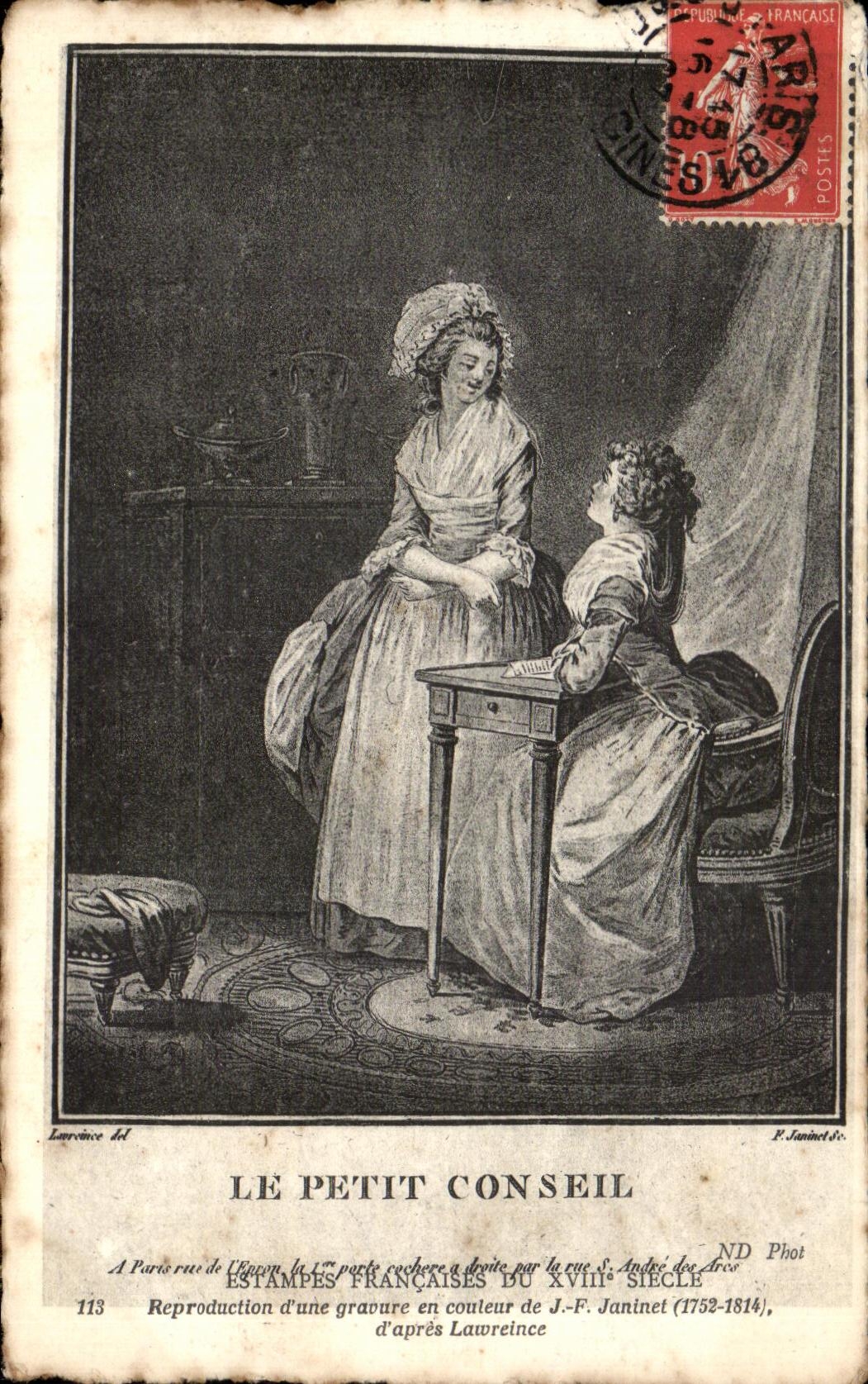 CPA Le Petit Conseil Estampes francaises Janinet Lawreince 