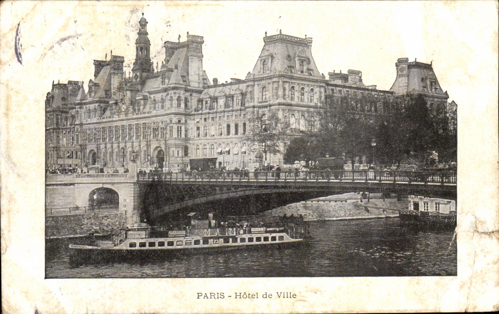 Tarjeta postal antigua París Hotel De Ville Peniche