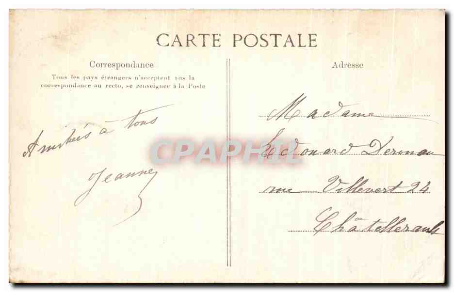 CPA Paris Hotel De Ville — Rückseite
