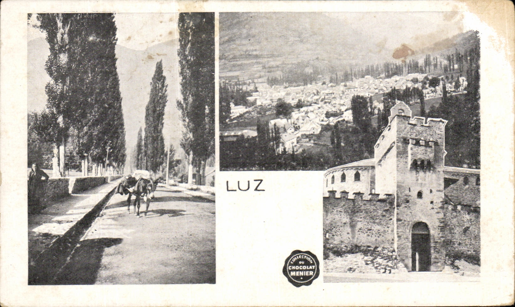 Luz — vue panoramique et porte fortifiée — Collection du Chocolat Menier